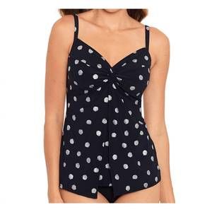 NEW MIRACLESUIT love knot underwire tankini top in black